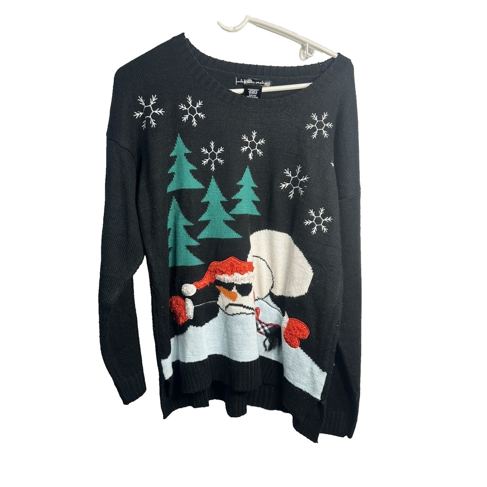 united states sweaters womens snowman black christmas shirt size XL